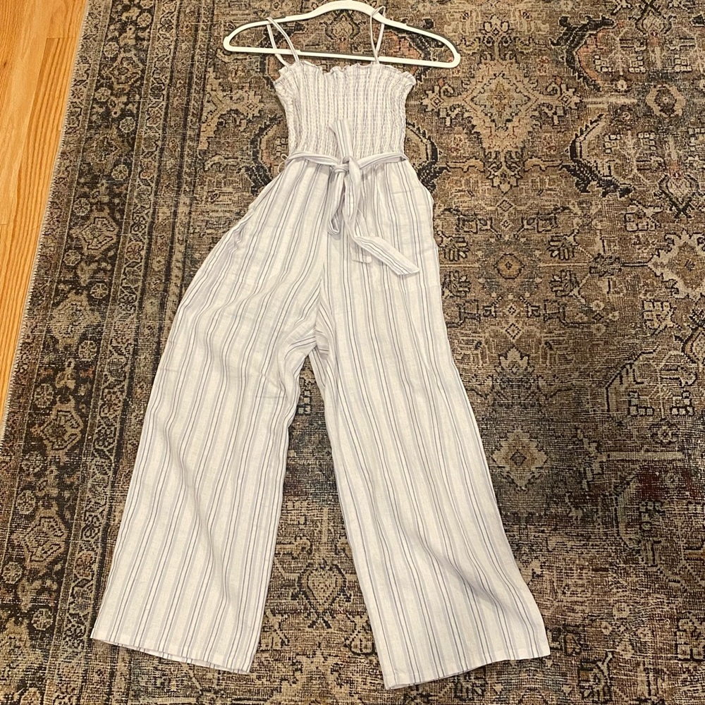 Abercrombie & Fitch linen jumpsuit (ankle length) blue and white strips